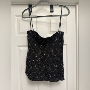 Fiorucci Women’s Black And White Speckled Ruched Tank Top Size 26 NWT